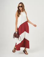 Vestido Charlotte Duo Off White e Bordo