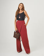Conjunto Blusa Rio Fresh Preta e Calça Chloe Bordo