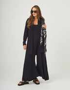 CONJUNTO VERONICA PRETO E CARDIGAN PRETO LONGO
