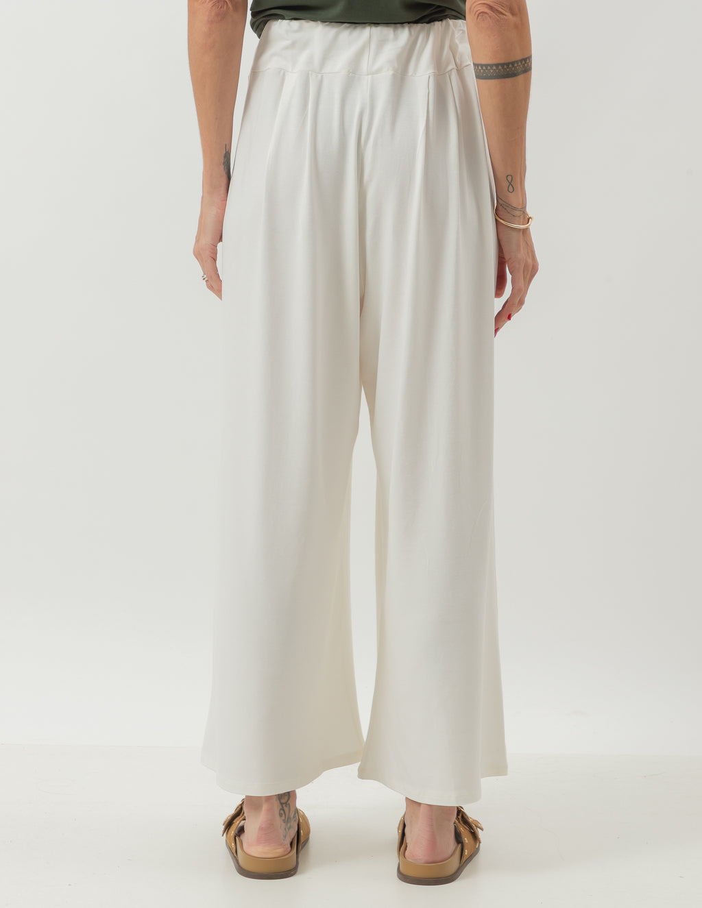 Calça Pantalona Cropped Vera Off White