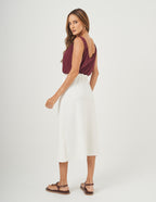 Conjunto Blusa Atenas Malbec e Saia Grécia Off White