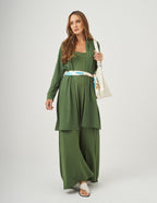 CONJUNTO VERONICA MILITAR E CARDIGAN MILITAR LONGO