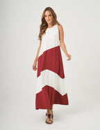Vestido Charlotte Duo Off White e Bordo