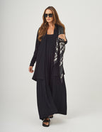 CONJUNTO VERONICA PRETO E CARDIGAN PRETO LONGO
