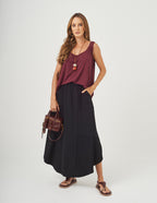 Conjunto Blusa Atenas Malbec e Saia Emma Preta