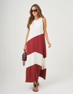 Vestido Charlotte Duo Off White e Bordo