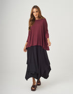 Conjunto Blusa Gola Careca Malbec e Saia Eloá Preta