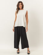 Calça Pantalona Cropped Vera Preta