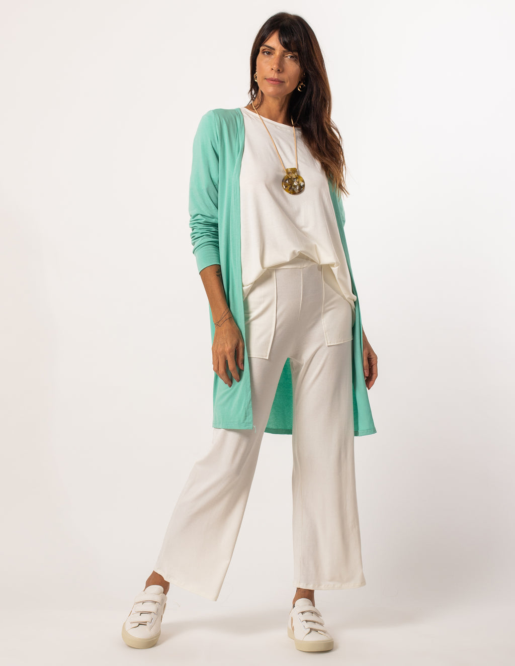 Cardigan Assimétrico Curto Pistache