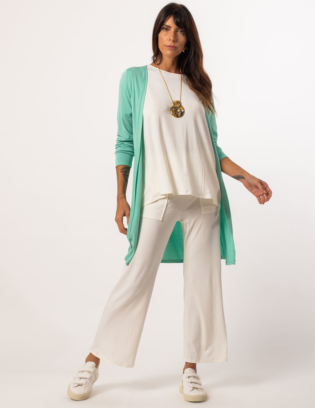 Cardigan Assimétrico Curto Pistache