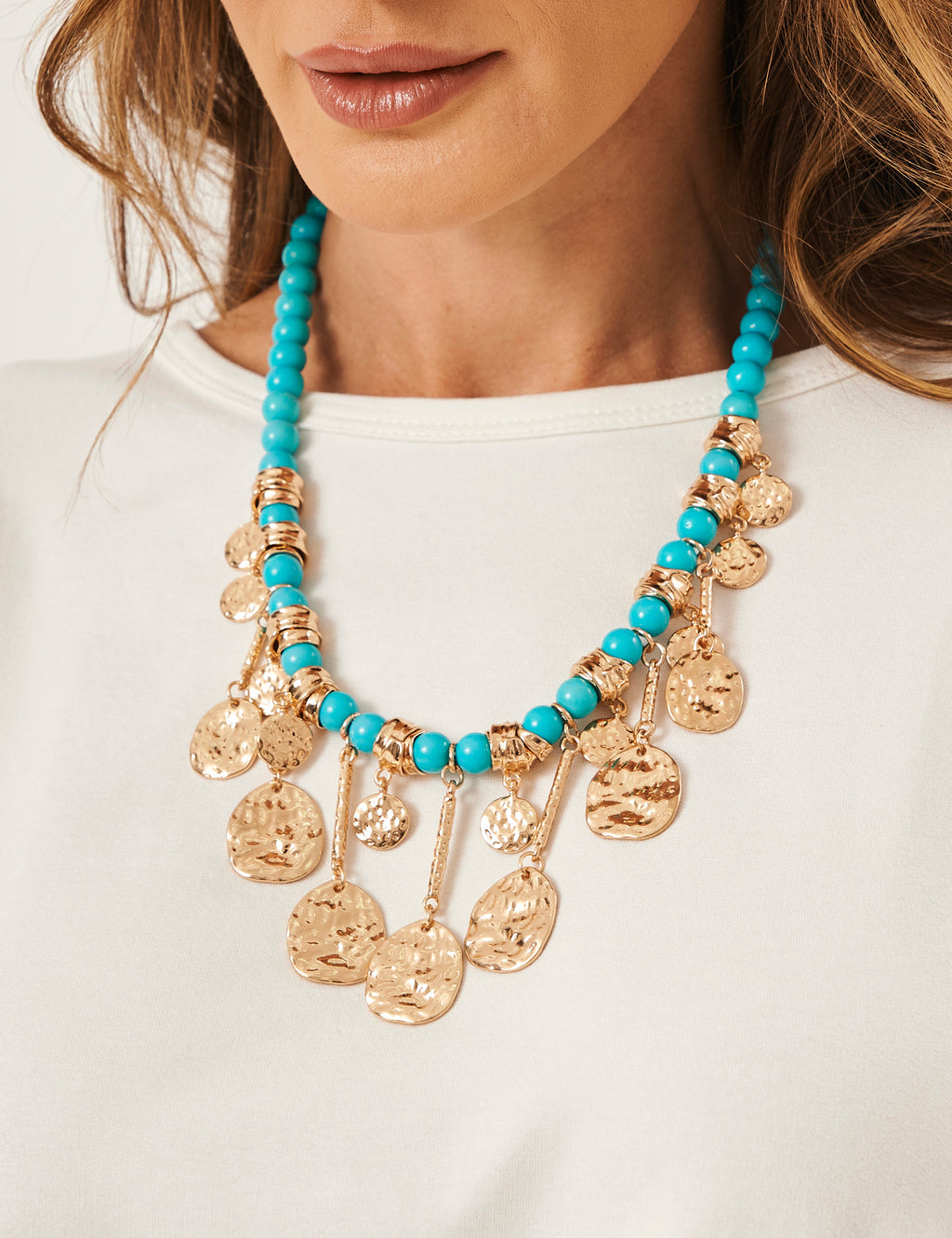 Colar Mix Dourado e Turquesa