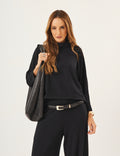 Cinto Preto Fino Com Fivela Dourada