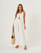 Calça Pantalona Cropped Vera Off White