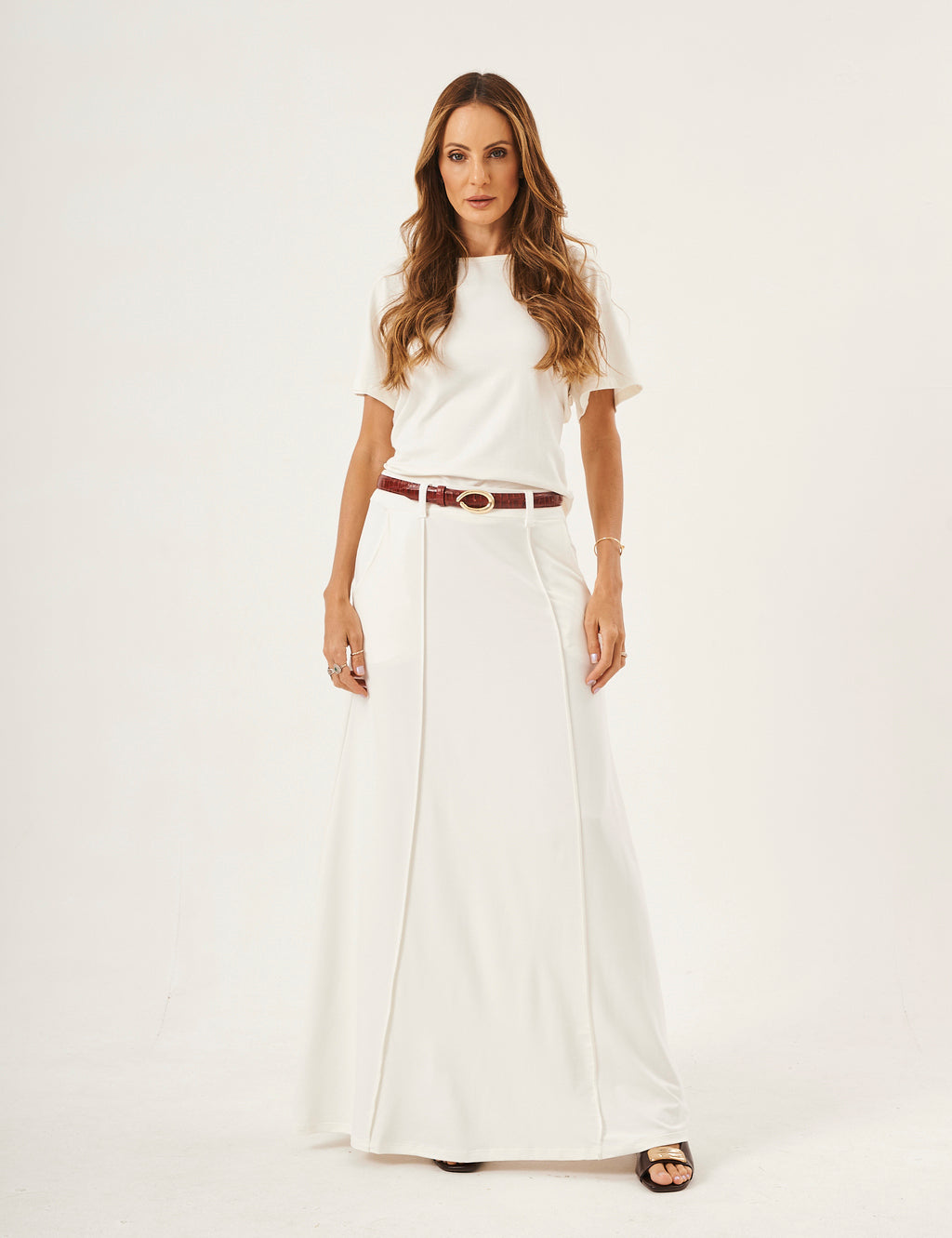 Cinto Croco Vermelho Com Fivela Dourada