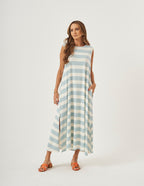Vestido Clara Listrado Azul Bebê
