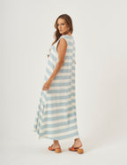 Vestido Clara Listrado Azul Bebê