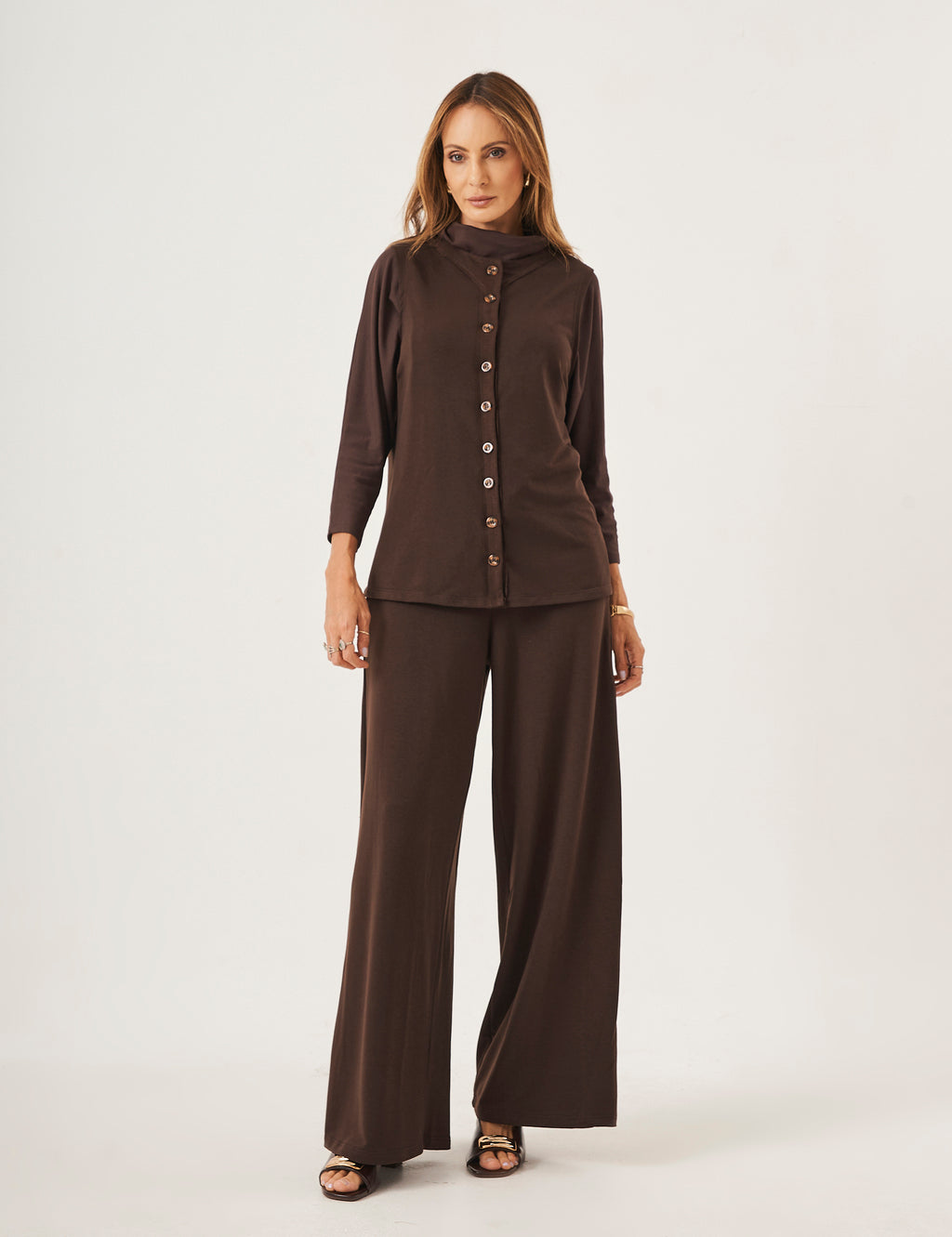 Conjunto Panama Marrom Com Colete Melanie Marrom