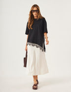 Conjunto Blusa Chiara Preta e Saia Alessia Off white