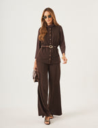 Conjunto Panama Marrom Com Colete Melanie Marrom