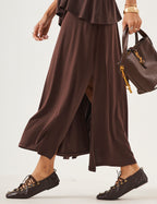 Conjunto Vestido Clara Marrom e Blusa Gola Boba Marrom