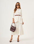Conjunto Blusa Gola Boba Off, Colete Aurora Off e Saia Alessia Off