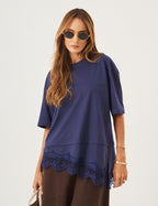 Conjunto Blusa Chiara Marinho e Vestido Charlotte Marrom (Efeito saia)