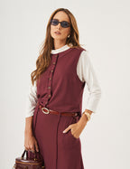 Conjunto Melanie Malbec e Blusa Gola Boba Off White