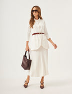 Conjunto Blusa Gola Boba Off, Colete Aurora Off e Saia Alessia Off