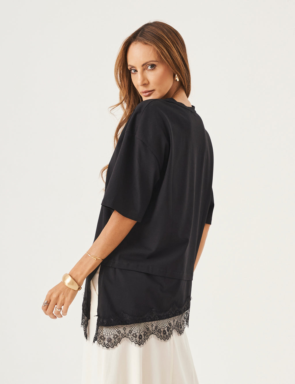 Conjunto Blusa Chiara Preta e Saia Alessia Off white