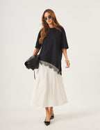 Conjunto Blusa Chiara Preta e Saia Alessia Off white