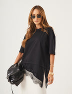 Conjunto Blusa Chiara Preta e Saia Alessia Off white