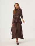 Conjunto Vestido Clara Marrom e Blusa Gola Boba Marrom