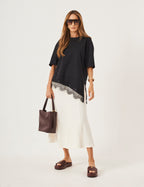 Conjunto Blusa Chiara Preta e Saia Alessia Off white