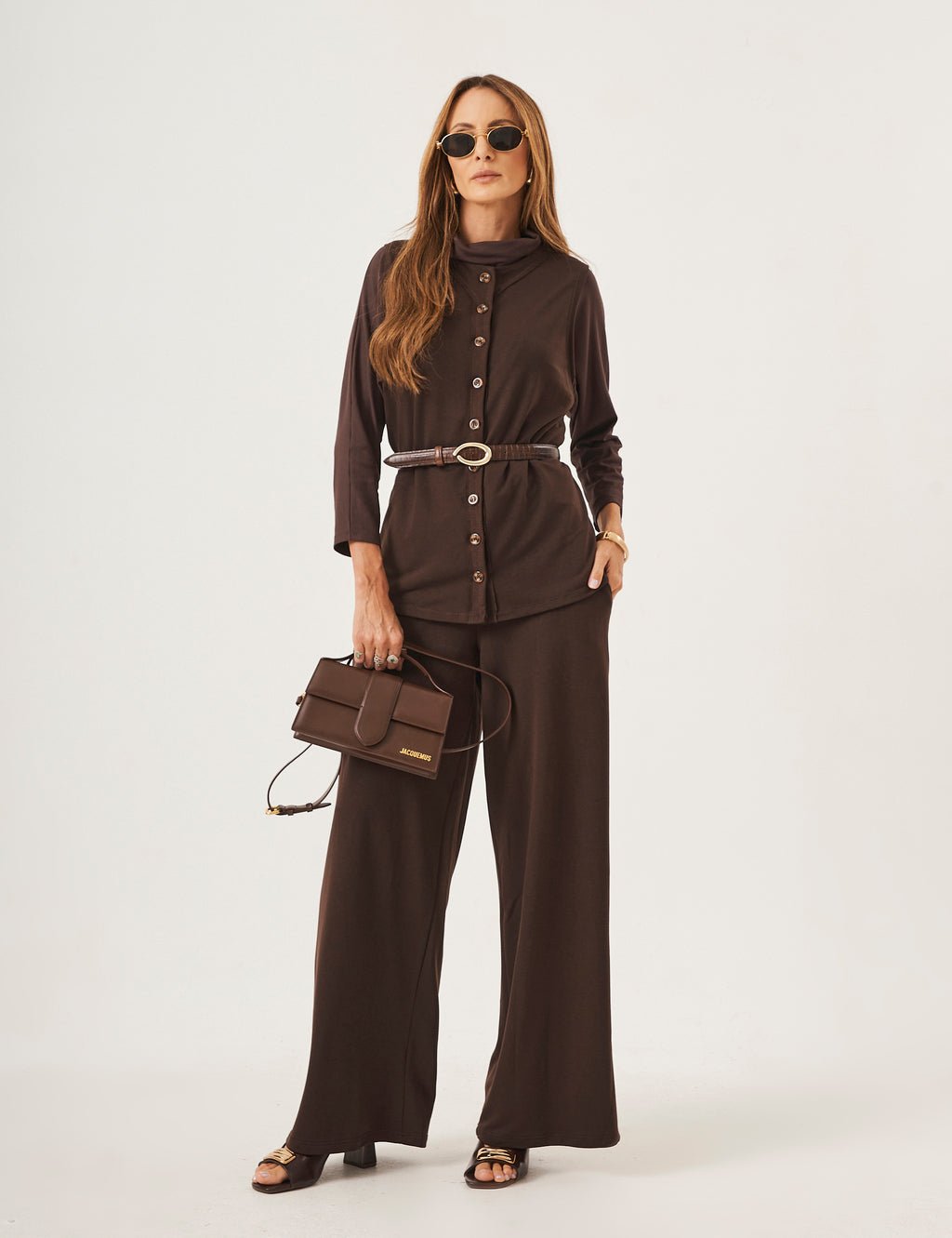 Conjunto Panama Marrom Com Colete Melanie Marrom