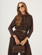 Conjunto Panama Marrom Com Colete Melanie Marrom