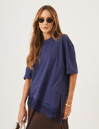 Conjunto Blusa Chiara Marinho e Vestido Charlotte Marrom (Efeito saia)