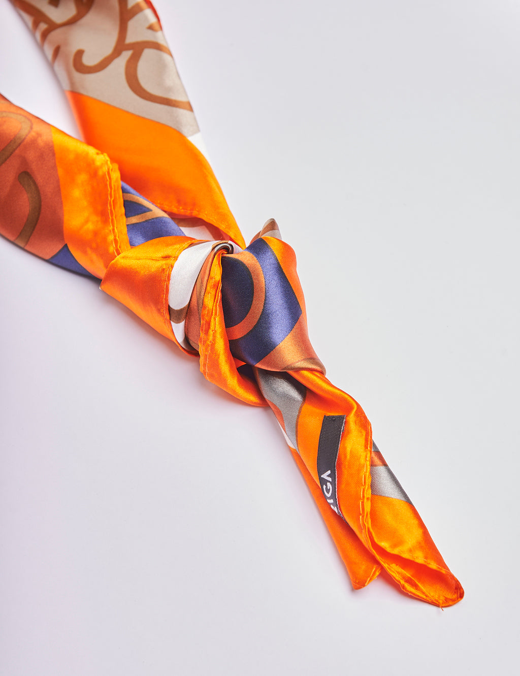 Lenço Estampado Mix Laranja E Azul