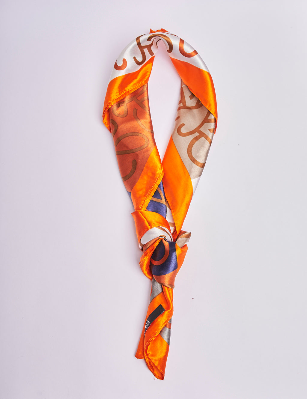 Lenço Estampado Mix Laranja E Azul