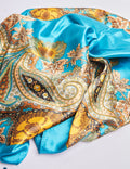 Lenço Estampado Mix Ciano e Bege