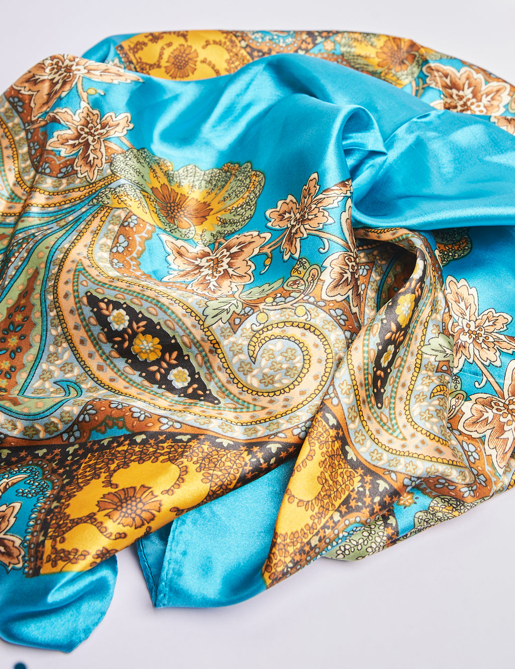 Lenço Estampado Mix Ciano e Bege
