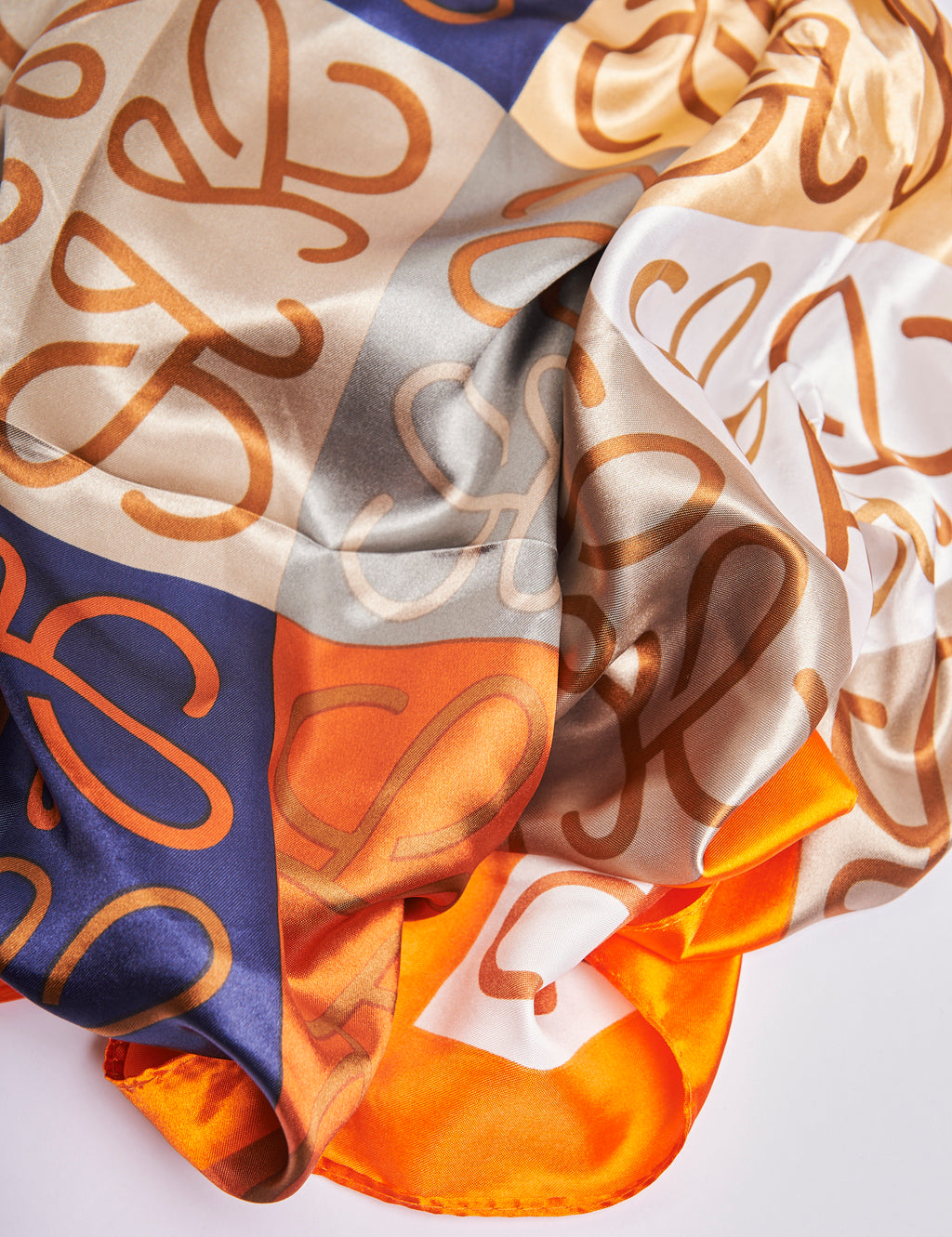 Lenço Estampado Mix Laranja E Azul