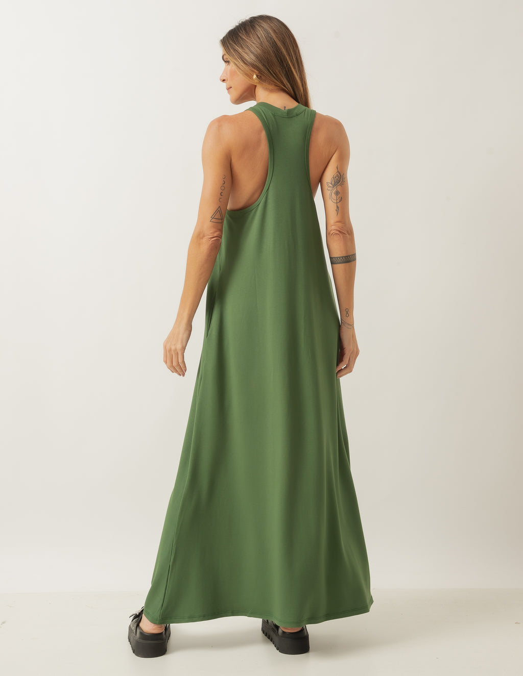 Vestido Nadador Santorini verde militar