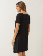 Vestido Curto Com Bolso Preto