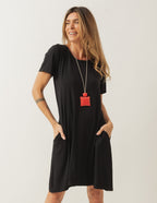 Vestido Curto Com Bolso Preto