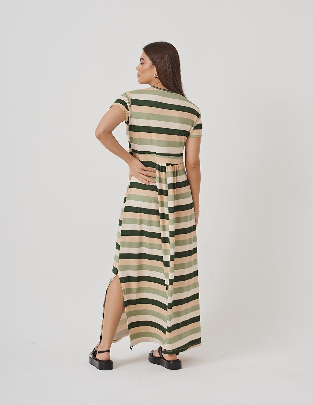 Vestido Claudia Listrado Verde