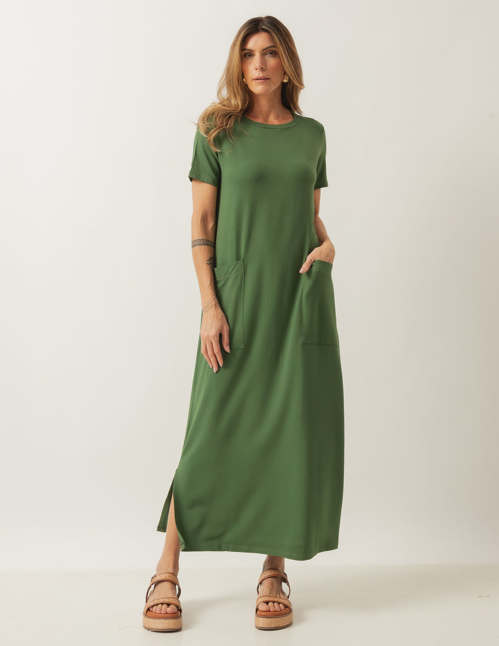Vestido Paolla verde militar