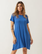Vestido Curto Com Bolso Azul Bic