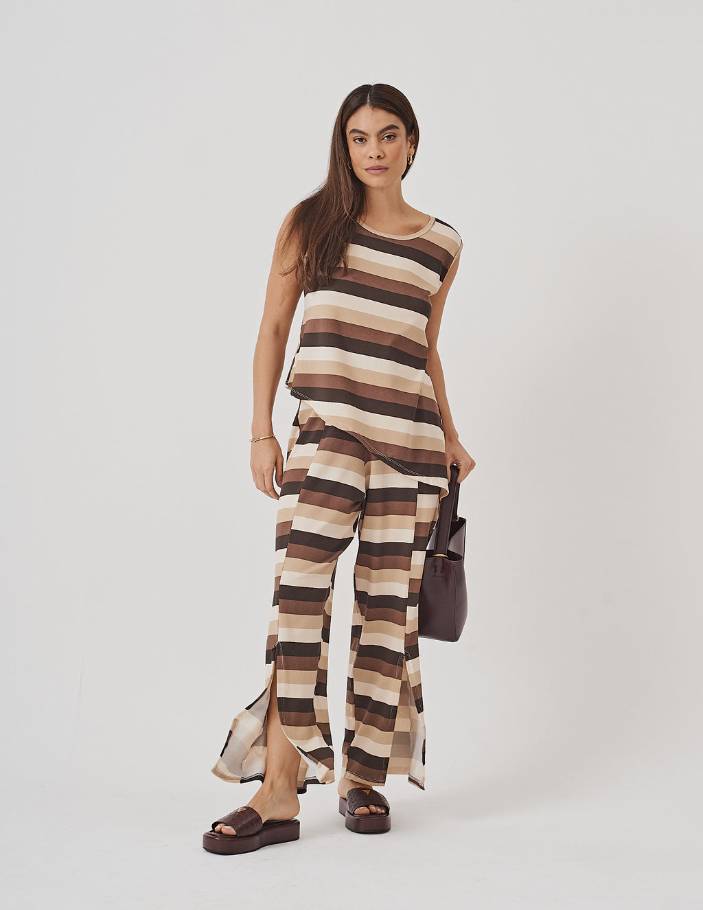 Conjunto Florence Listras Marrom