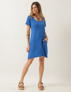 Vestido Curto Com Bolso Azul Bic