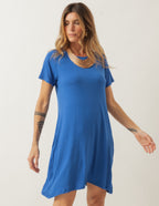 Vestido Curto Com Bolso Azul Bic